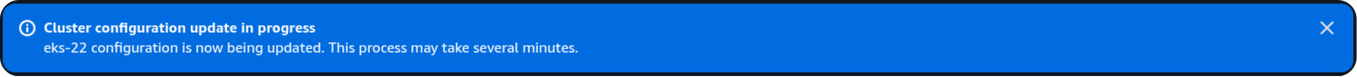 Blue banner: Cluster configuration update in progress. lab-cluster configuration is now being updated.
